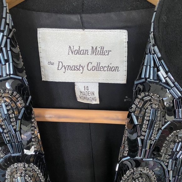 Vintage 1980s Nolan Miller for DYNASTY Black Wool Jacket w/Jet Beaded lapels - Picture 2 of 11